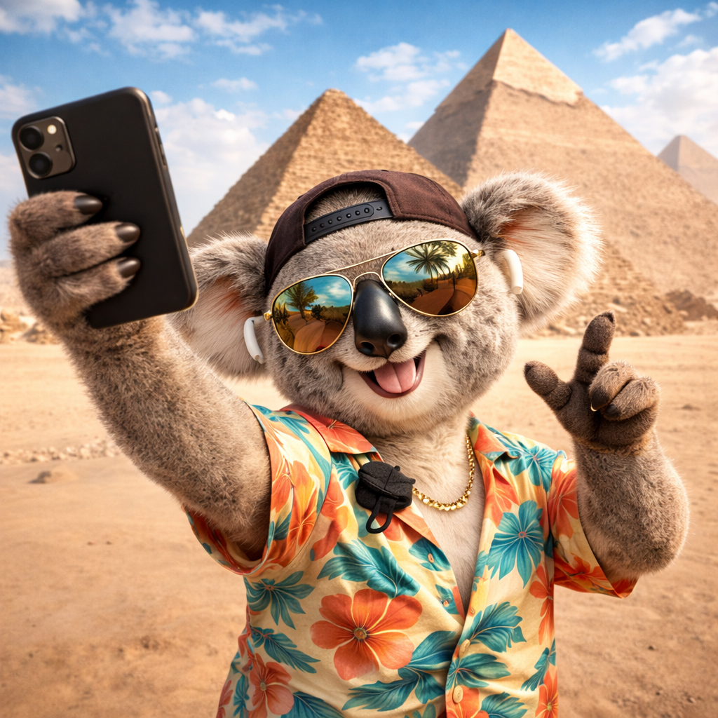 Koala selfie pyramids